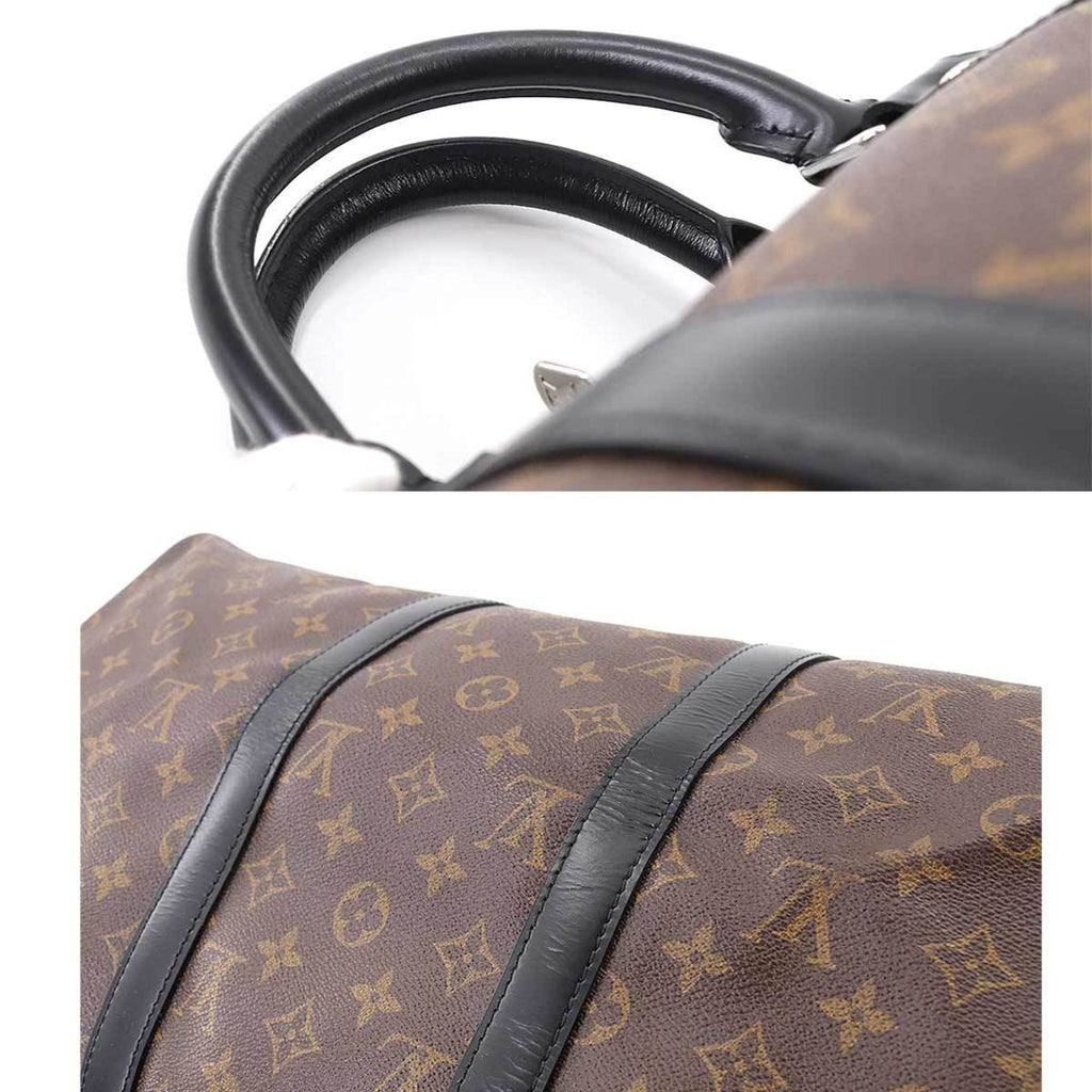Louis Vuitton Monogram Macassar Keepall Bandouliere 50 2way Boston Shoulder Bag Brown Black