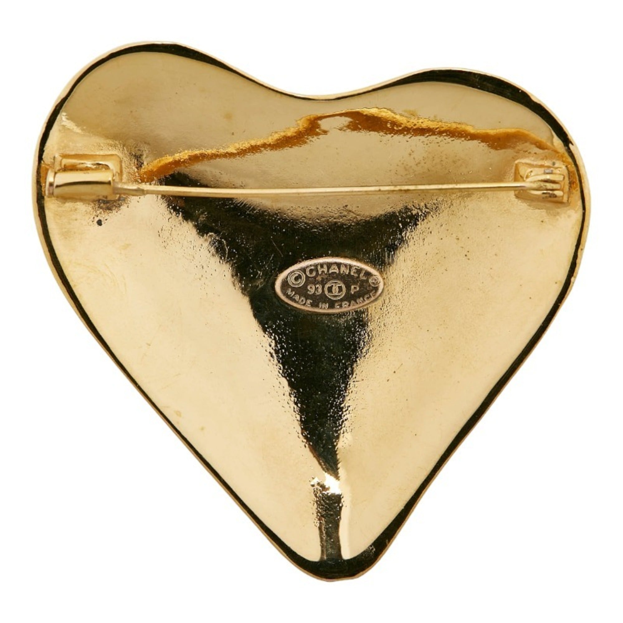 CHANEL Cocomark Heart Brooch Gold Plated Ladies