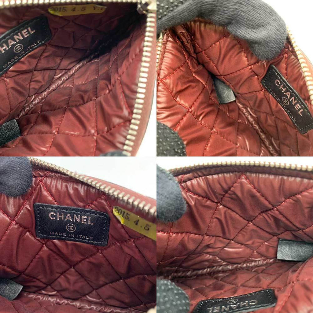 CHANEL Accessories Matelasse Classic Pouch Black Coco Mark Flat Ladies Lambskin Leather A69523