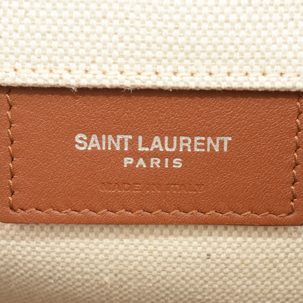 YVES SAINT LAURENT Saint Laurent Paris SAINT LAURENT Rive Gaucher Shoulder Bag Ivory Brown Canvas Leather 669299