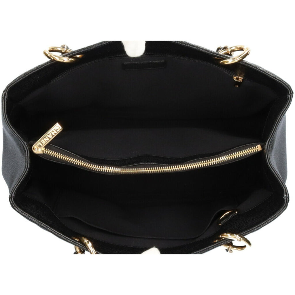 CHANEL chain shoulder bag caviar skin black ladies