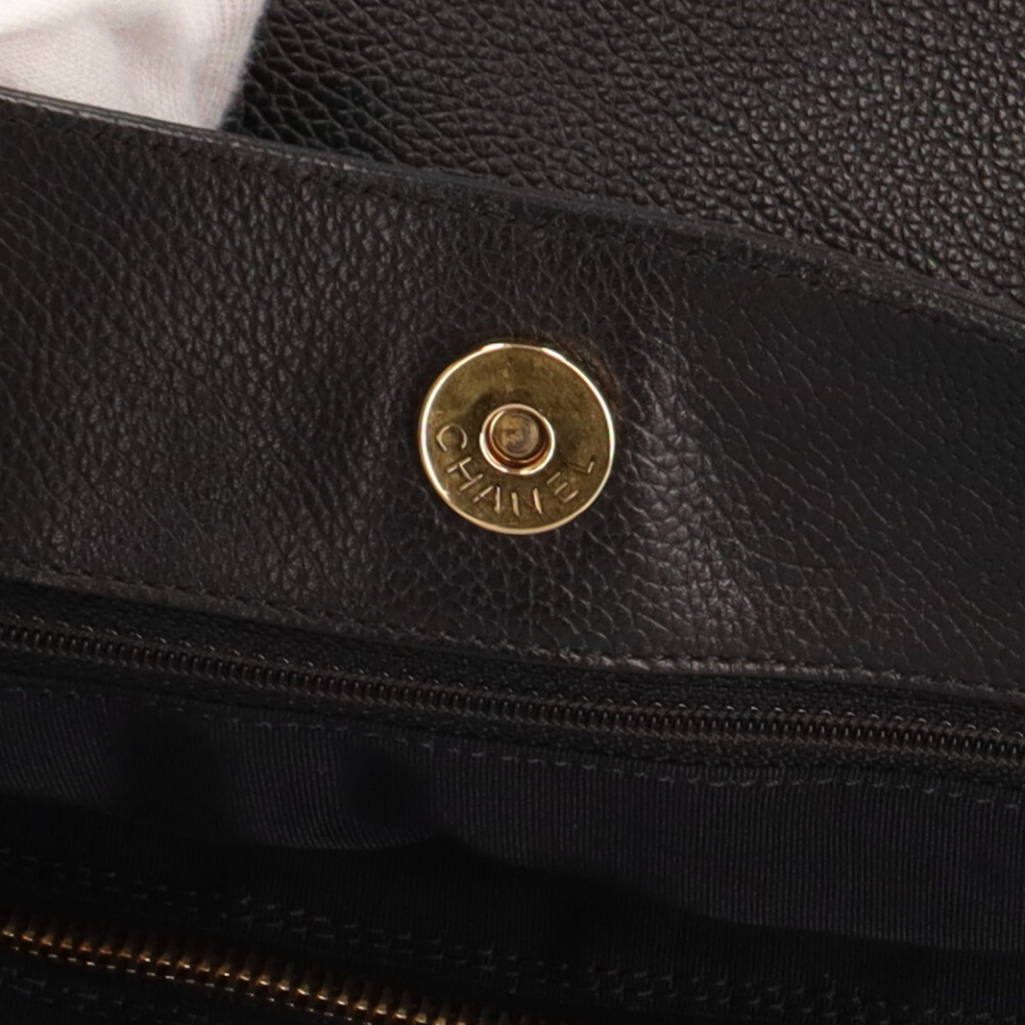 CHANEL executive shoulder bag leather black ladies