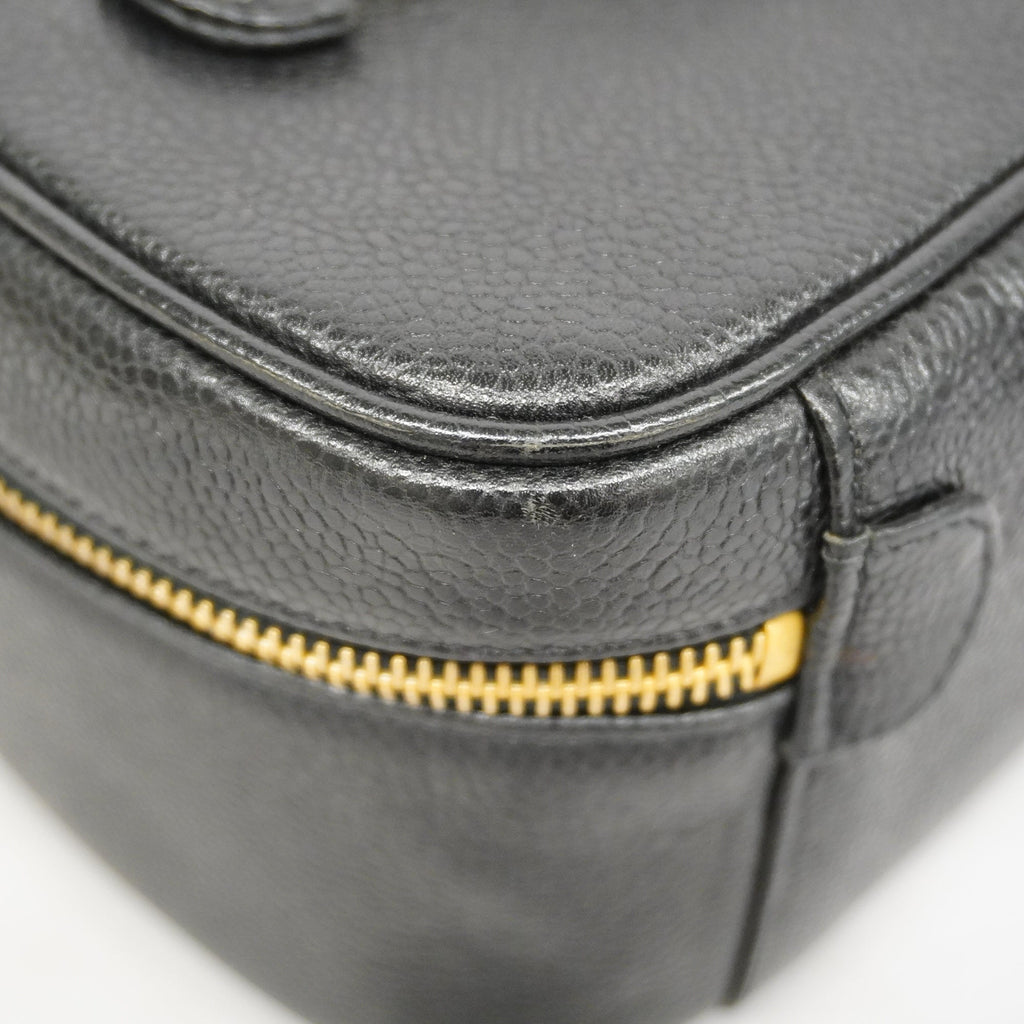 CHANELAuth  Vanity Bag Women's Caviar Leather Vanity Bag Black