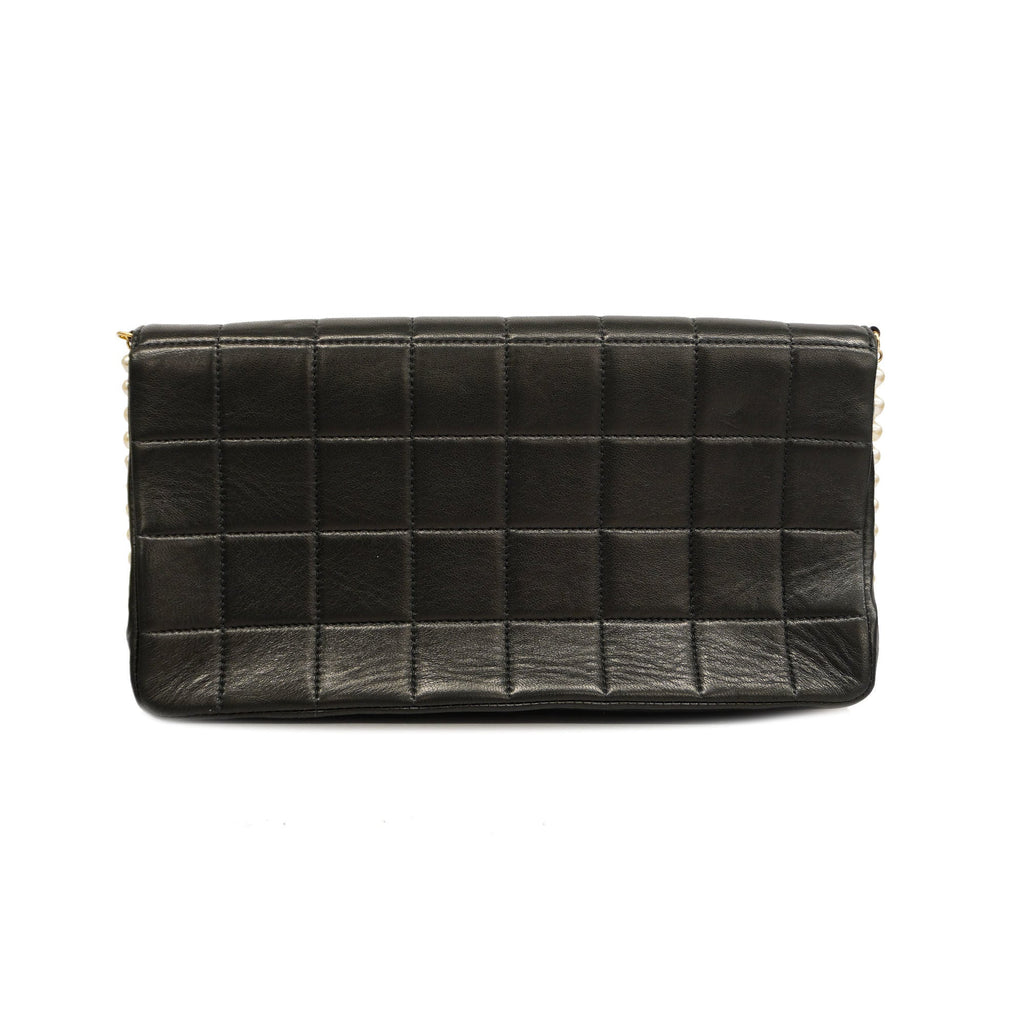 CHANELAuth  Chocolate Bar Single Chain Shoulder Bag Women's Leather Black