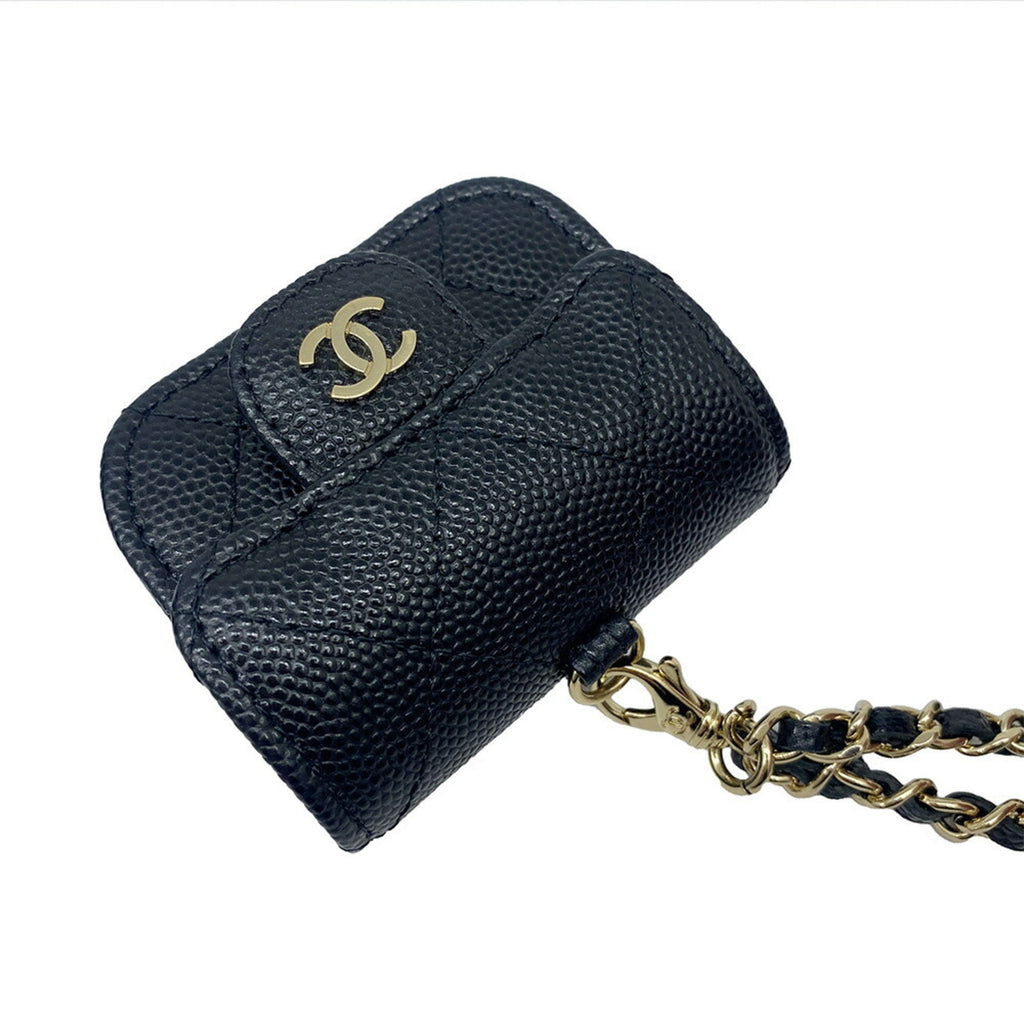 CHANEL ipods case chain shoulder caviar skin here mark black AP1739 31******