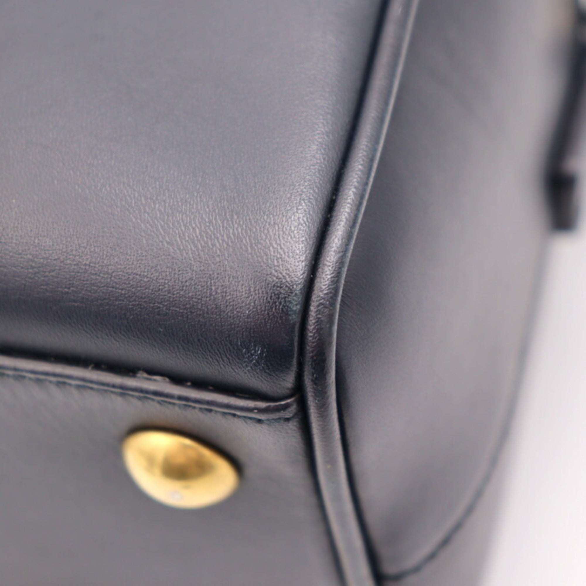 YVES SAINT LAURENT SAINT LAURENT PARIS Saint Laurent Paris Baby Duffle Handbag 330958 Leather Navy 2WAY Mini Boston Gold Hardware