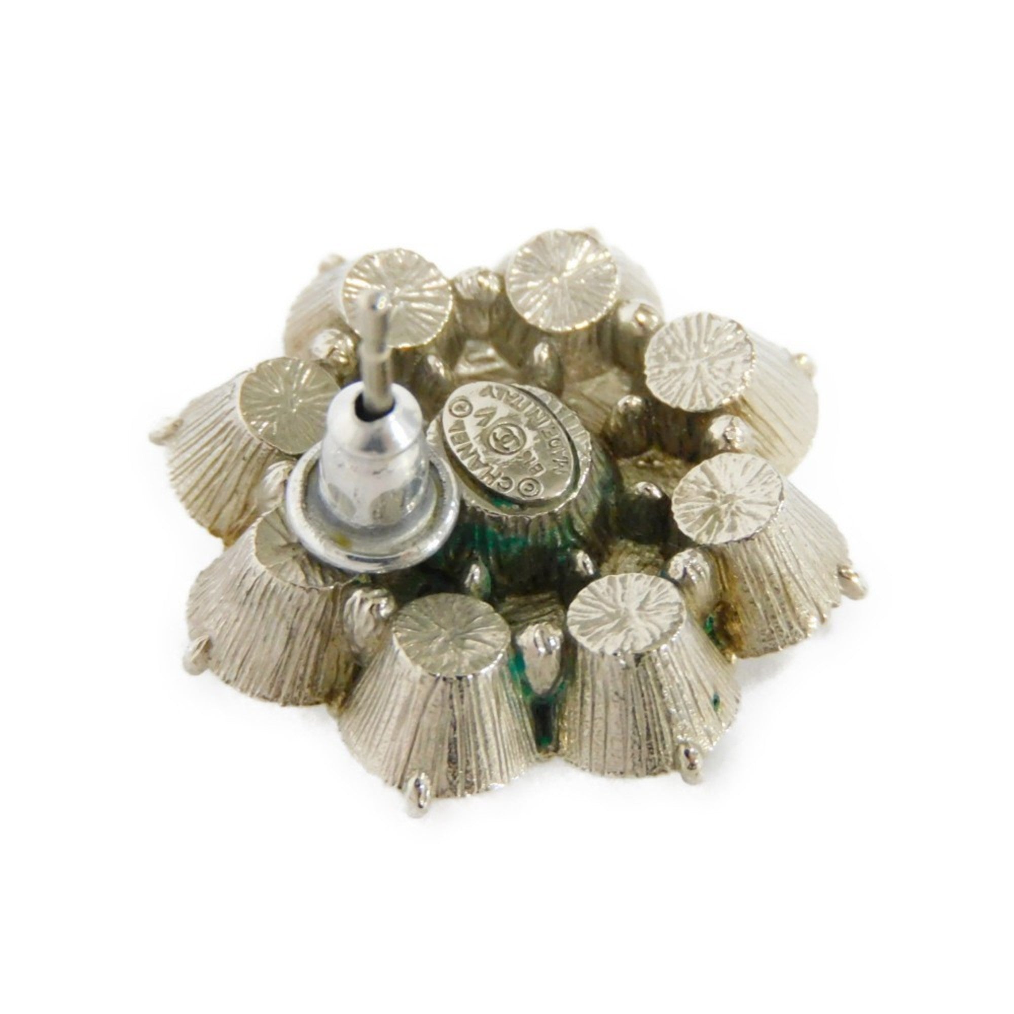 CHANEL Earrings Flower Crystal Coco Mark Strass Rhinestone CC Clear Ladies Accessories Jewelry