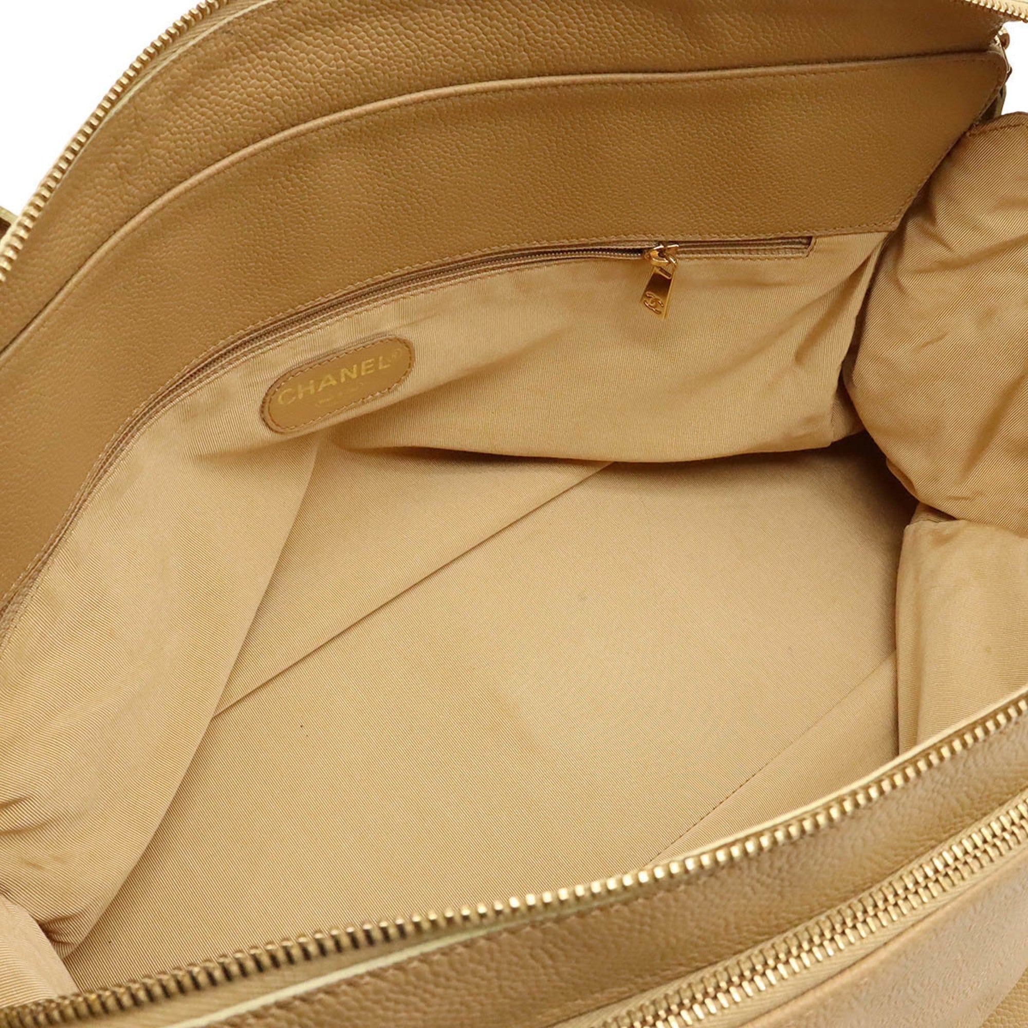 CHANEL tote bag shoulder caviar skin beige A66941