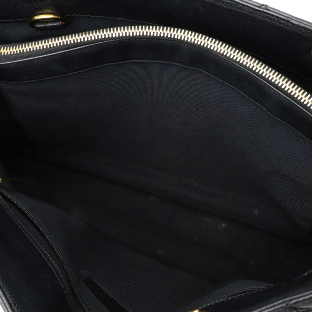 CHANEL Matelasse Coco Mark Chain Tote Bag Shoulder Caviar Skin Leather Black A50995