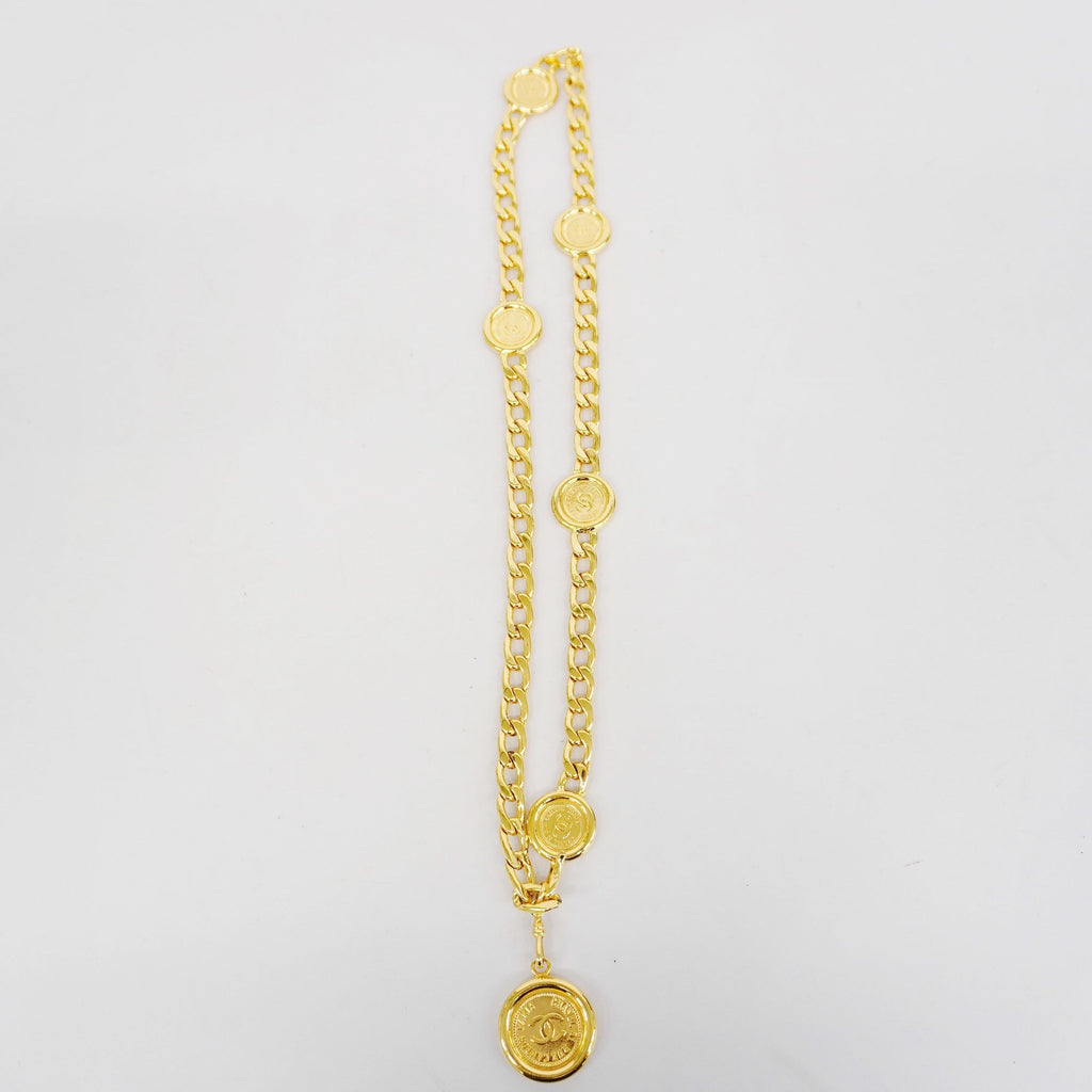 CHANELAuth  Chain Belt Gold Metal Women's Chain Belt Gold
