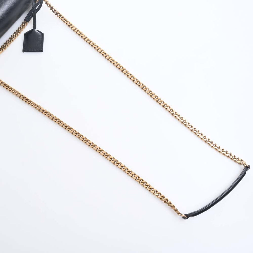 SAINT LAURENT Sunset Leather Chain Shoulder Bag 442906 Black White Ladies