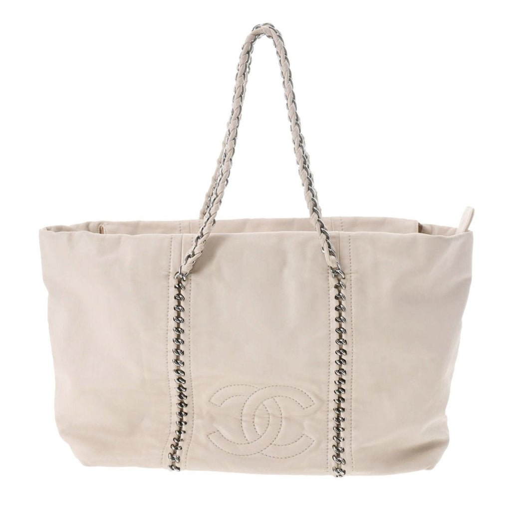 CHANEL luxury line chain bag beige A31574 ladies leather tote