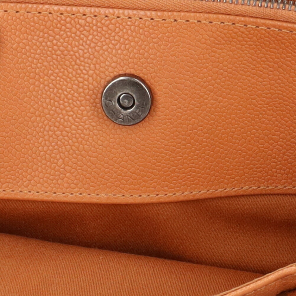 CHANEL chain shoulder bag caviar skin brown ladies