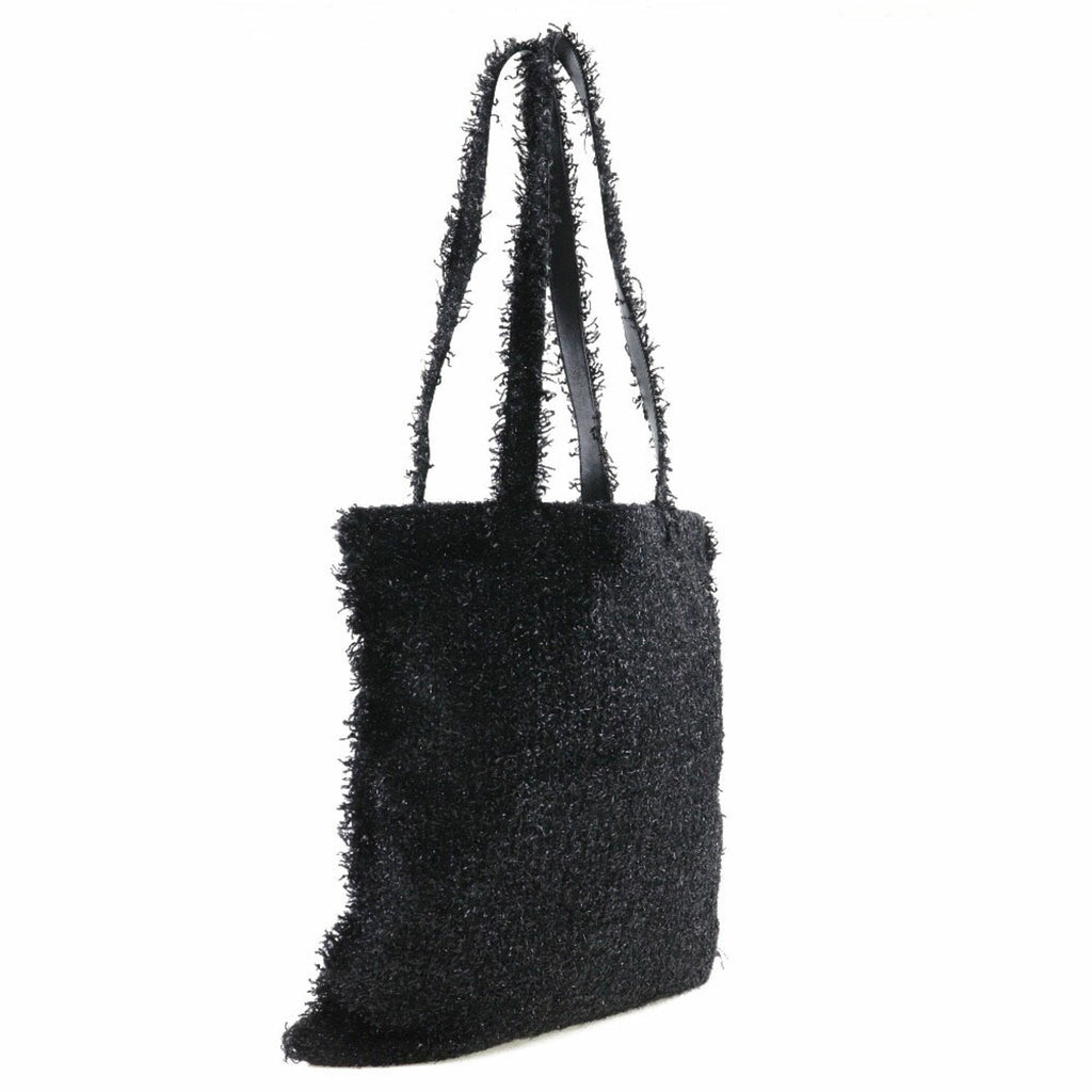 CHANEL Robot Tote Bag Cocomark A94646 Tweed Black/Silver Hardware Unisex