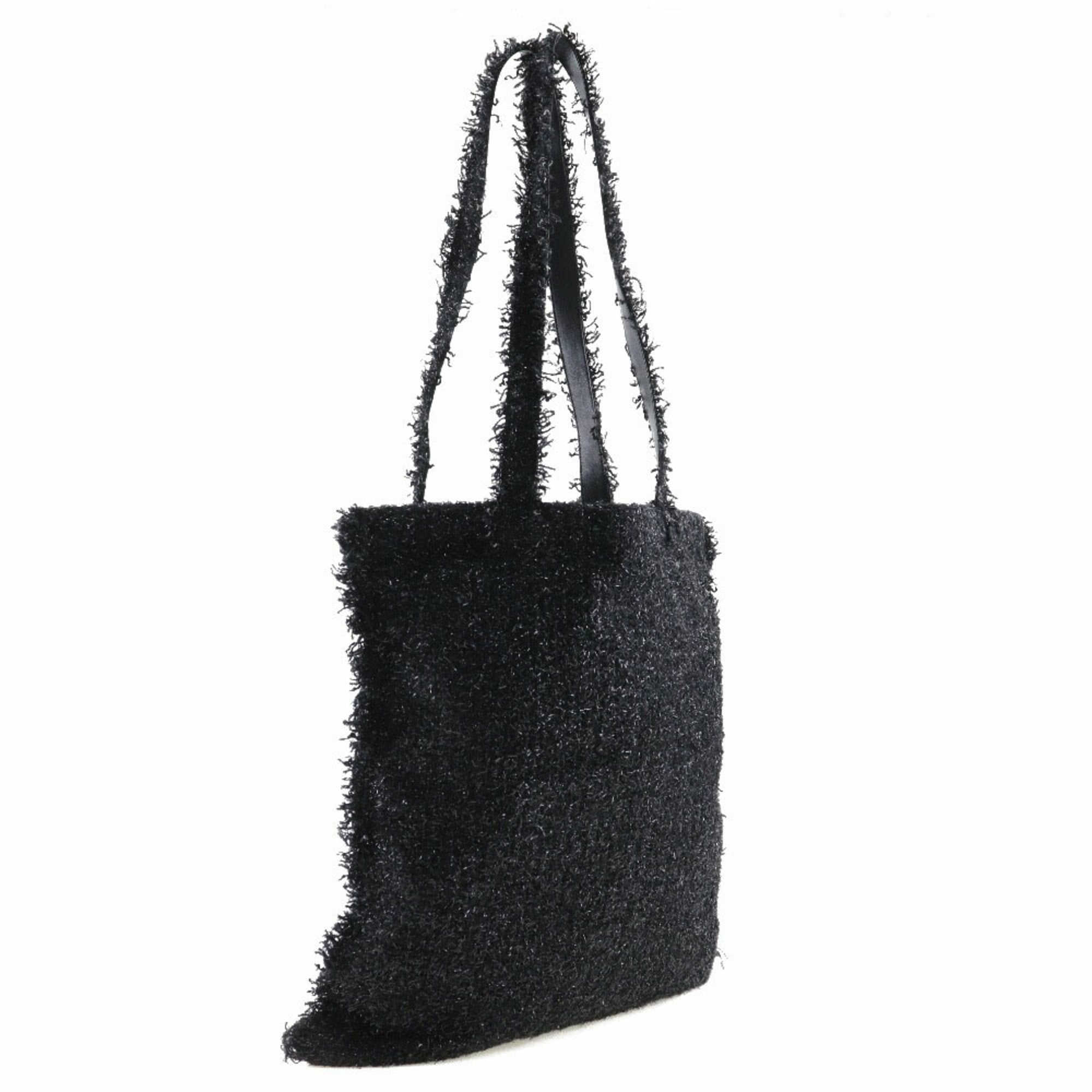 CHANEL Robot Tote Bag Cocomark A94646 Tweed Black/Silver Hardware Unisex