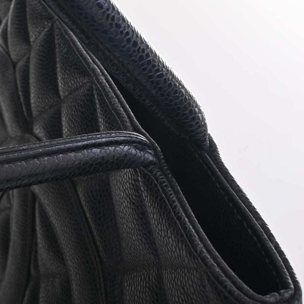 CHANEL Caviar Skin Coco Mark Reprint Tote Bag Black Ladies