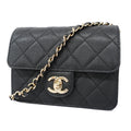 CHANEL  Matelasse Chain Shoulder Women's Caviar Leather Shoulder Bag Black