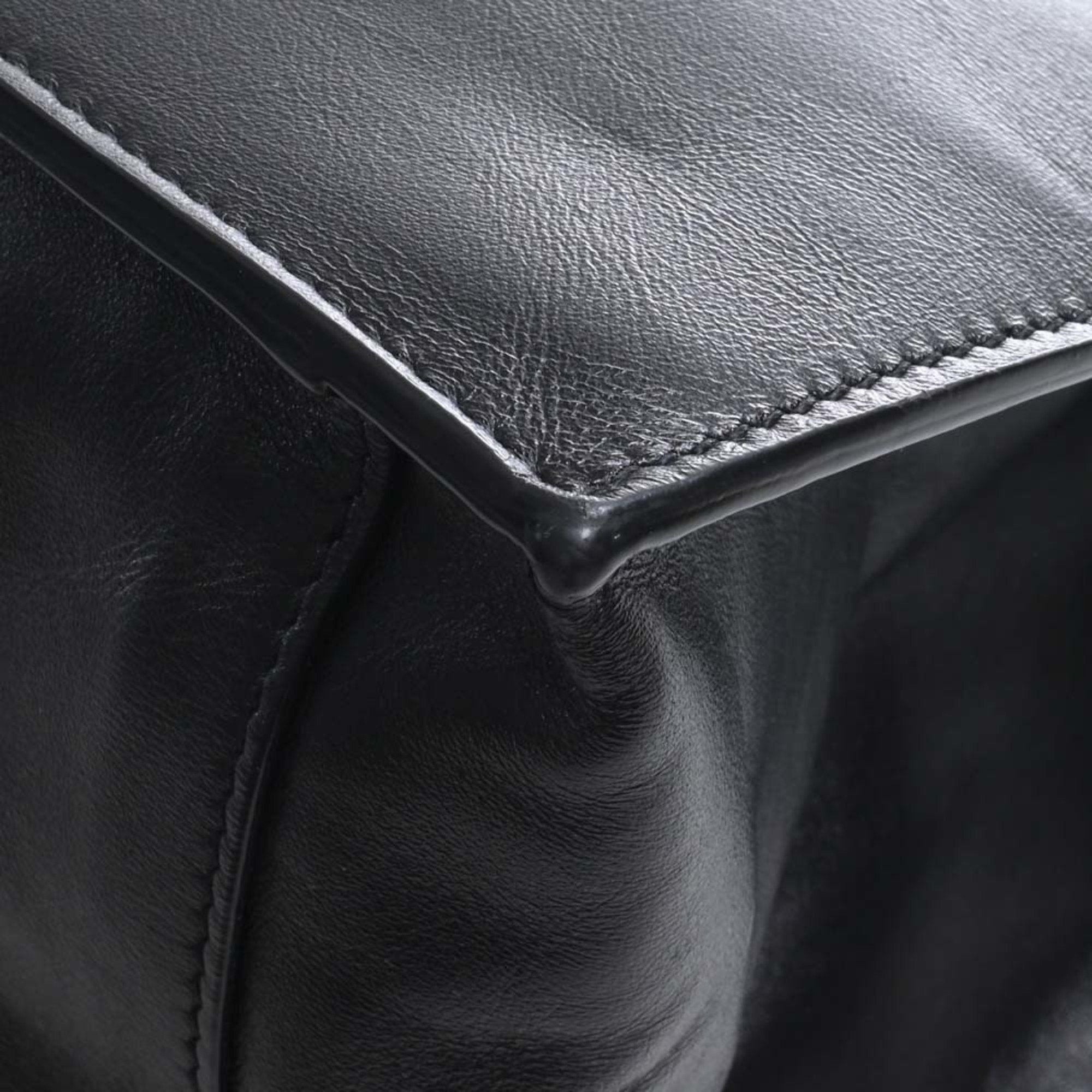 SAINT LAURENT Leather Rive Gauche Small Tote Bag 686266 Black Ladies