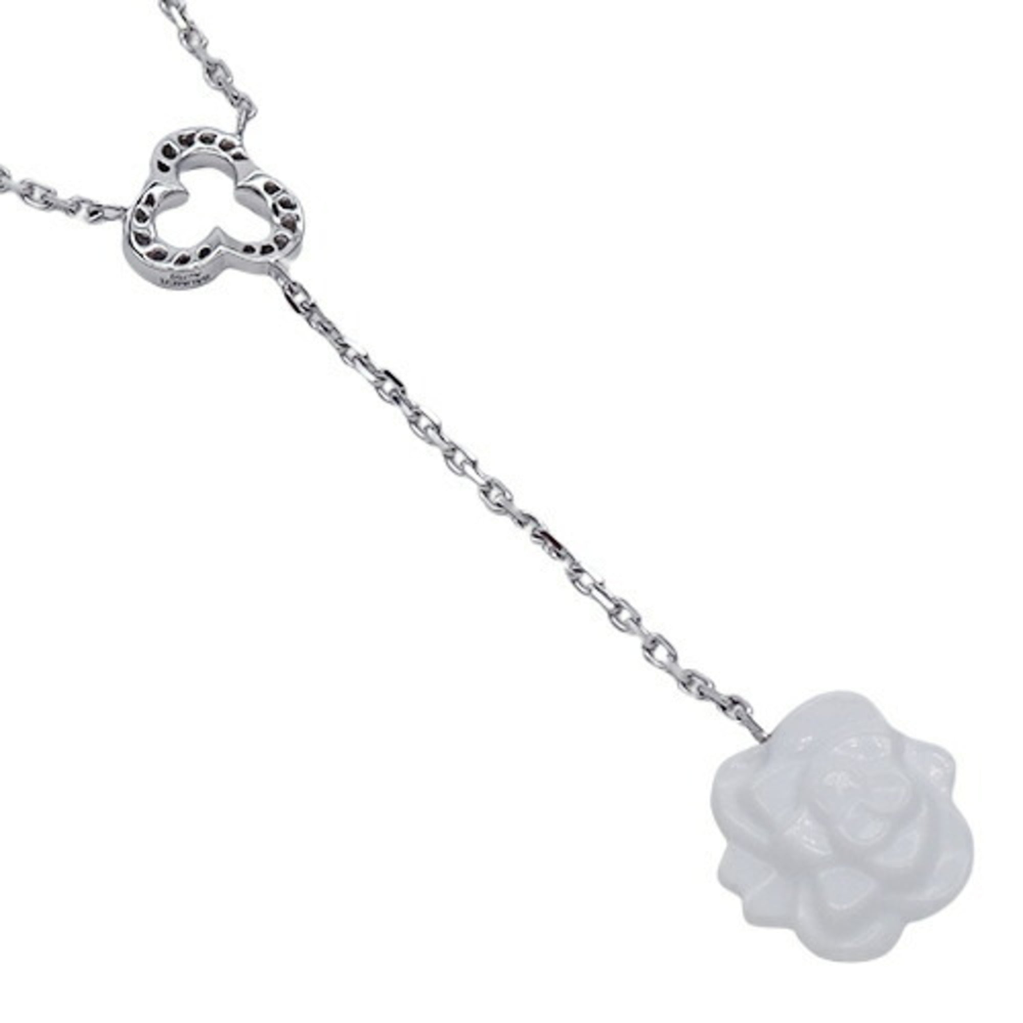 CHANEL Necklace Women's 750WG Diamond Camellia White Gold J2934 Polished