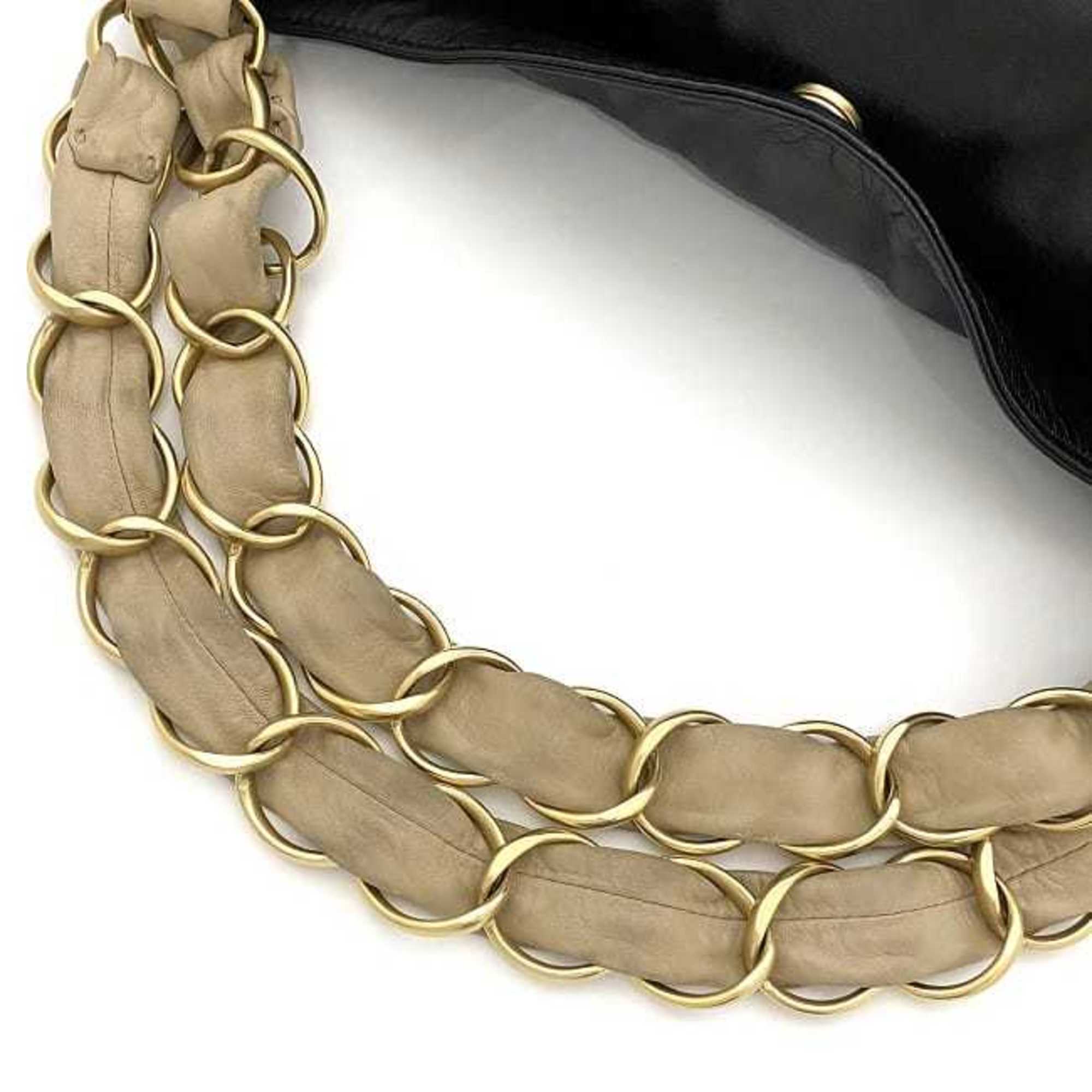 CHANEL Chain Tote Bag Black Beige Gold Cocomark Leather Lambskin 7th  Big Soft