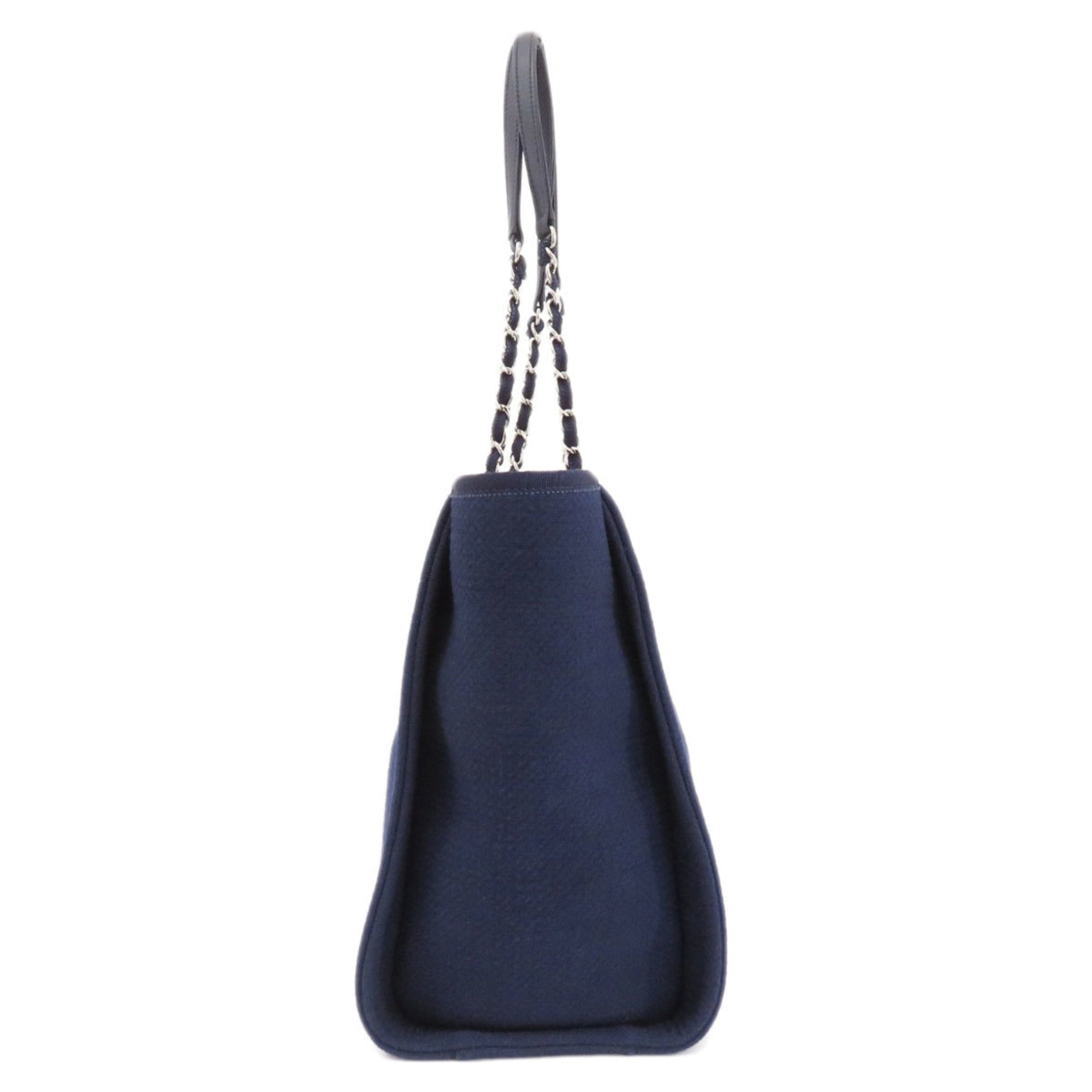 CHANEL Deauville Coco Mark Tote Bag Canvas Ladies