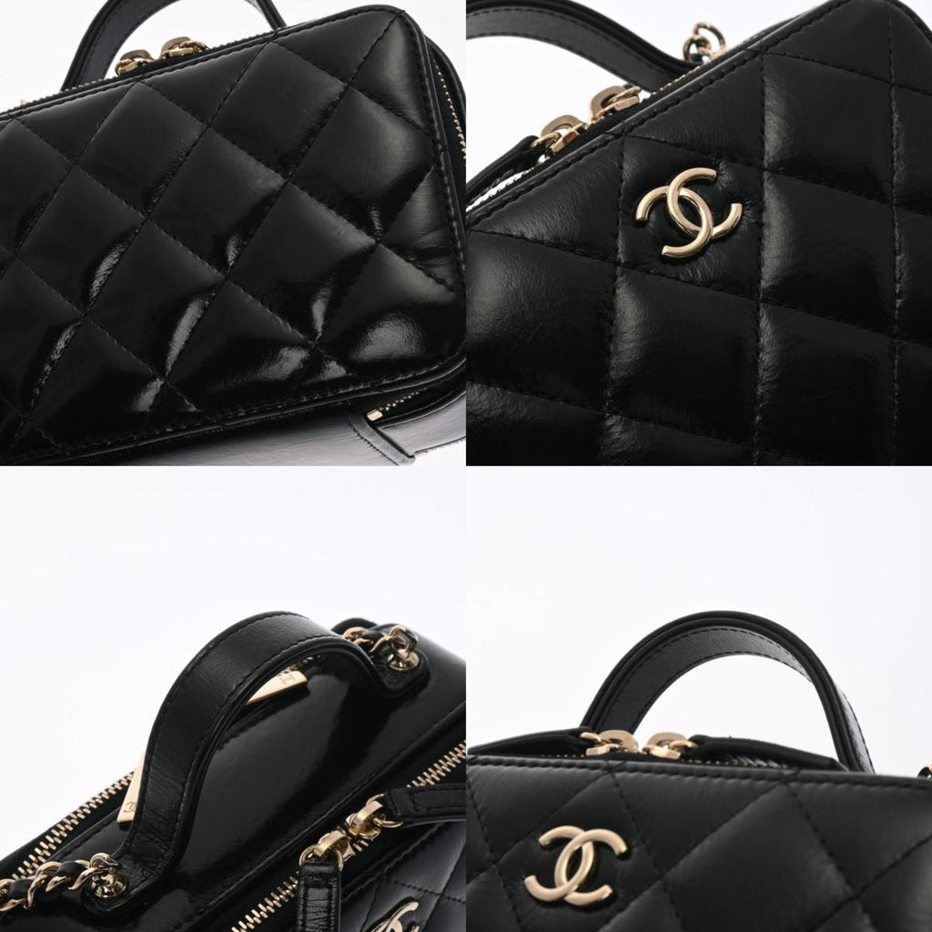 CHANEL Matelasse Small Vanity Shiny Black Ladies Lambskin Bag
