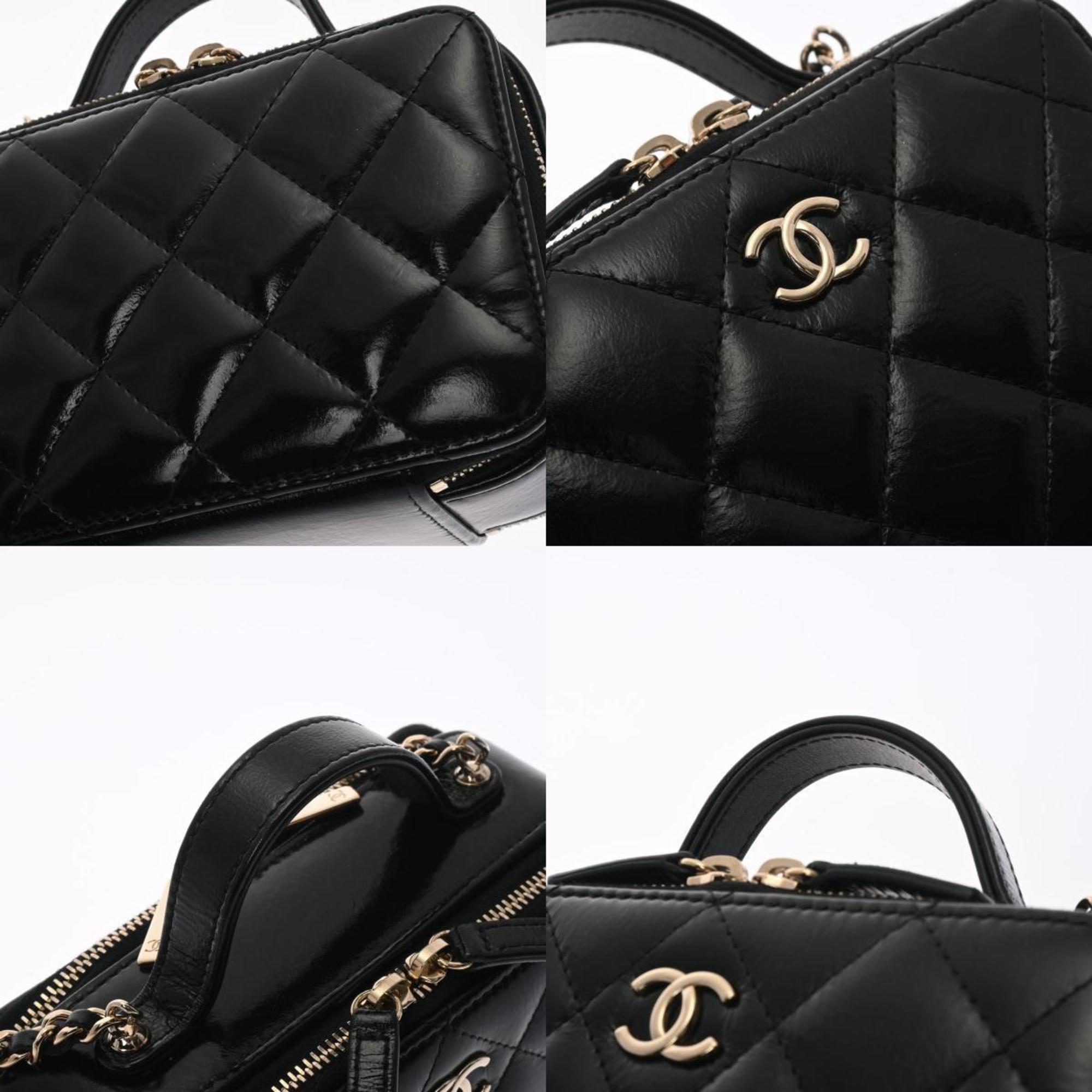 CHANEL Matelasse Small Vanity Shiny Black Ladies Lambskin Bag