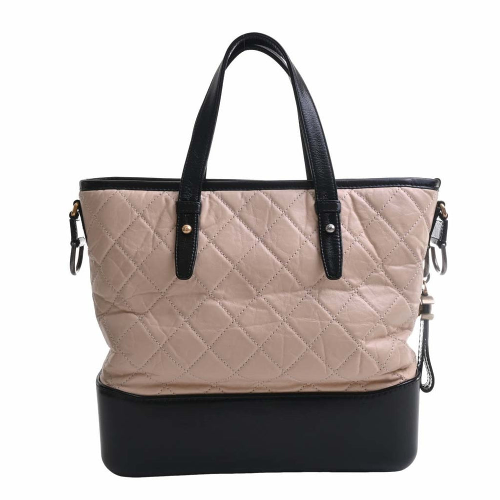 CHANEL Leather Gabriel de Cocomark Shoulder Bag Beige/Black Ladies
