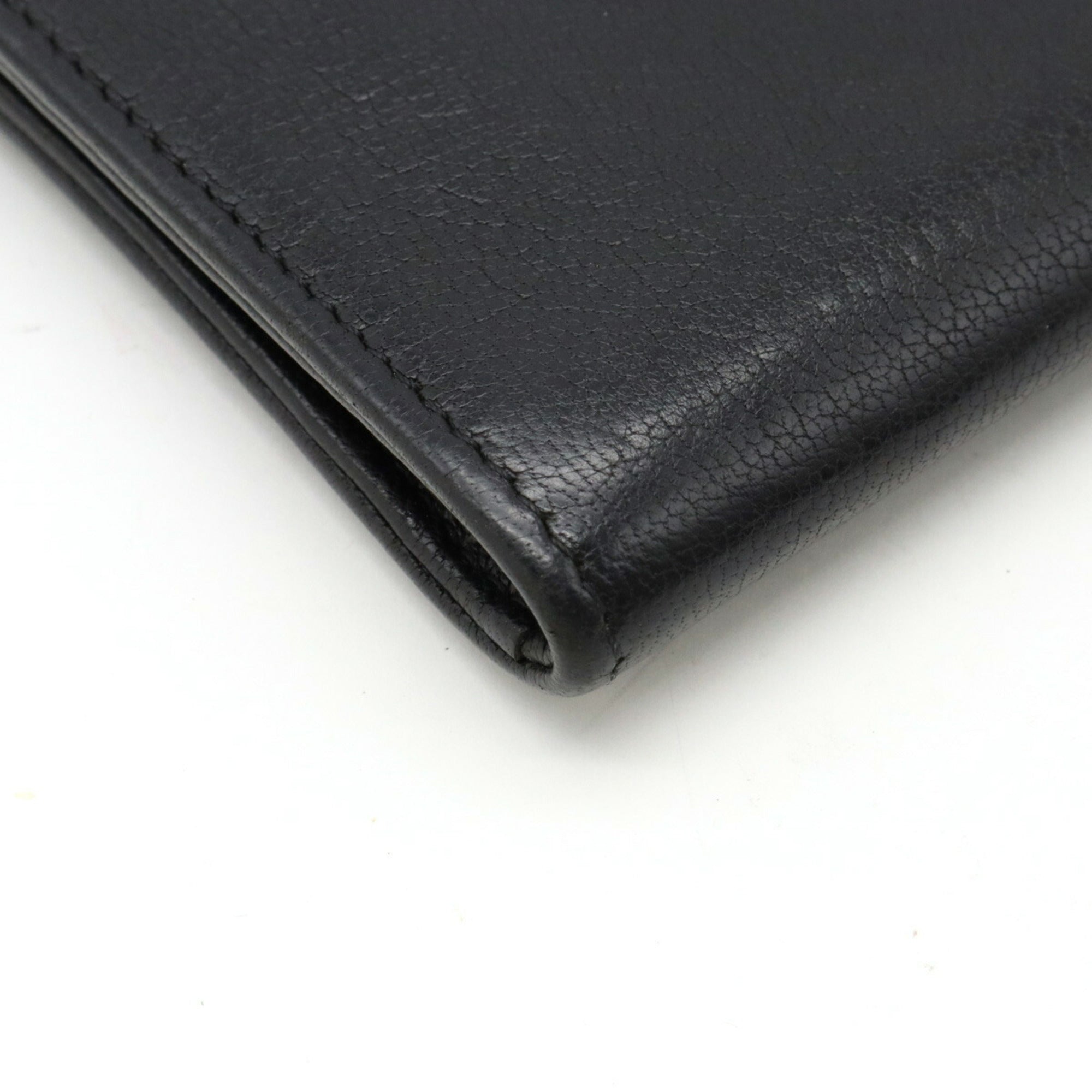 CHANEL Cocomark Coin Case Purse L-shaped Leather Black A68885