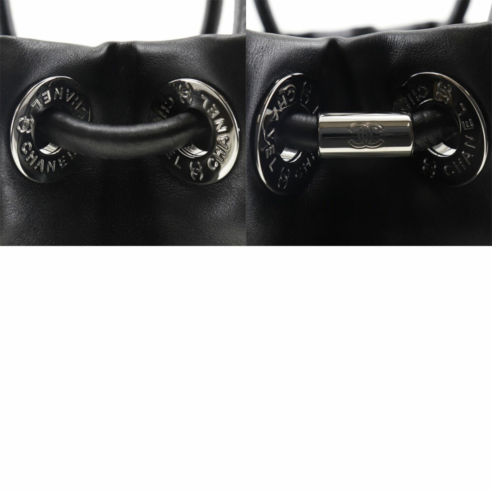 CHANEL camellia tote bag logo lambskin x enamel black ladies