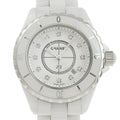 CHANEL J12 Watch 12P Diamond H1628 White Ceramic x Quartz Analog Display Ladies Dial