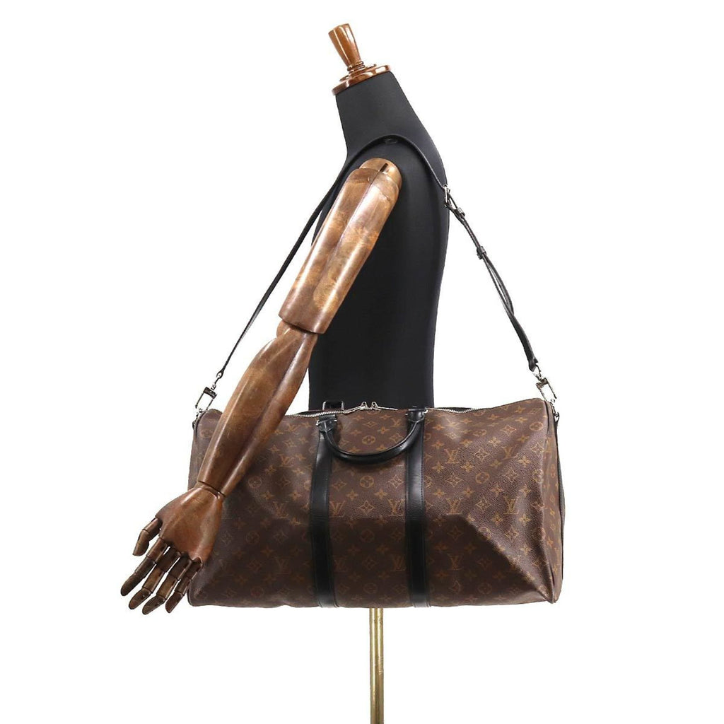 Louis Vuitton Monogram Macassar Keepall Bandouliere 50 2way Boston Shoulder Bag Brown Black