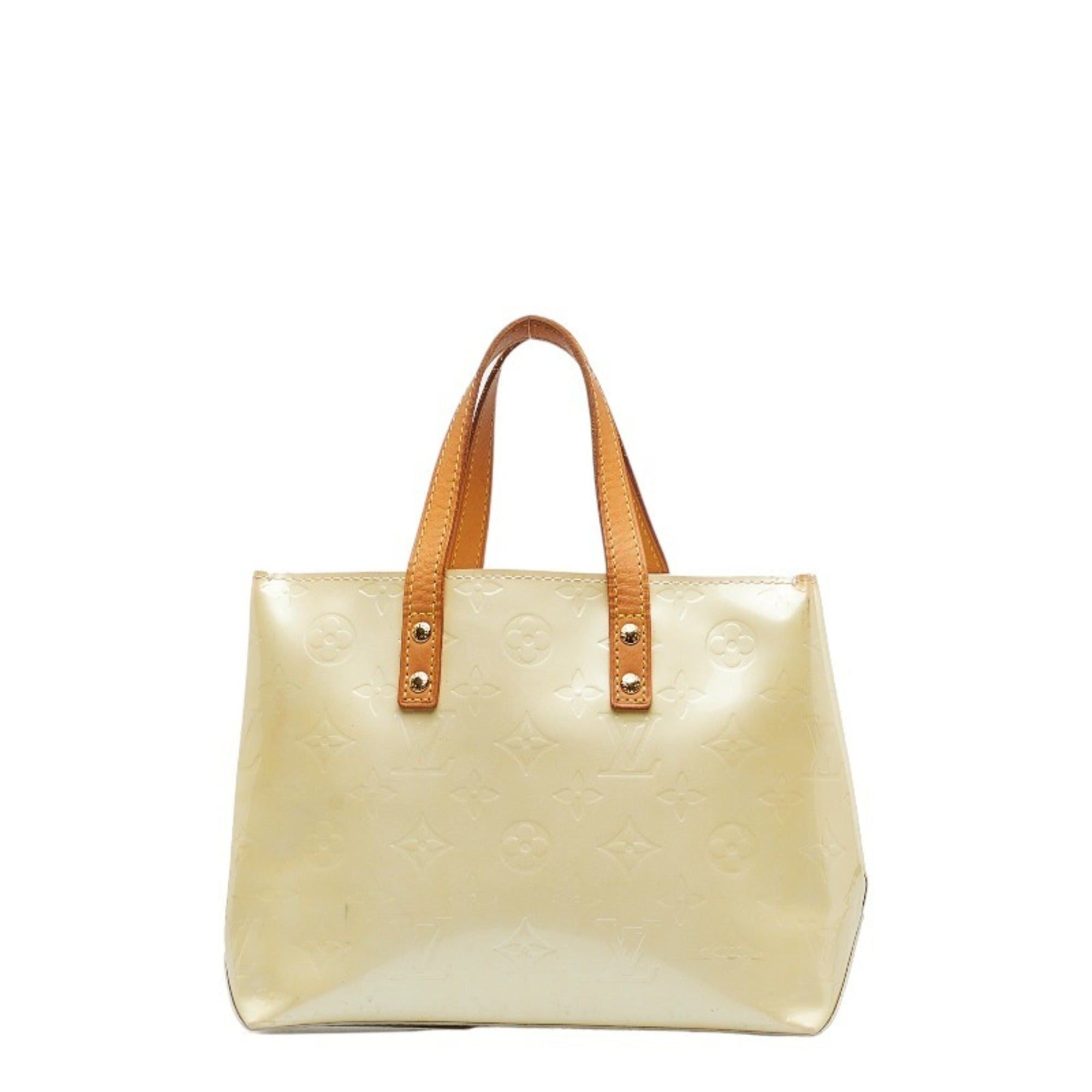 LOUIS VUITTON Monogram Vernis Reid PM Handbag M91336 Perle White Patent Leather Women's