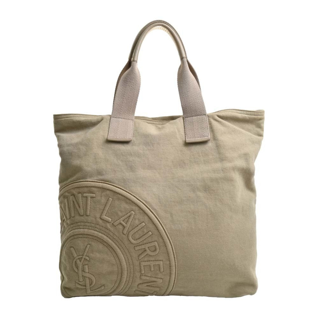 YVES SAINT LAURENT Canvas Tote Bag Beige Women's
