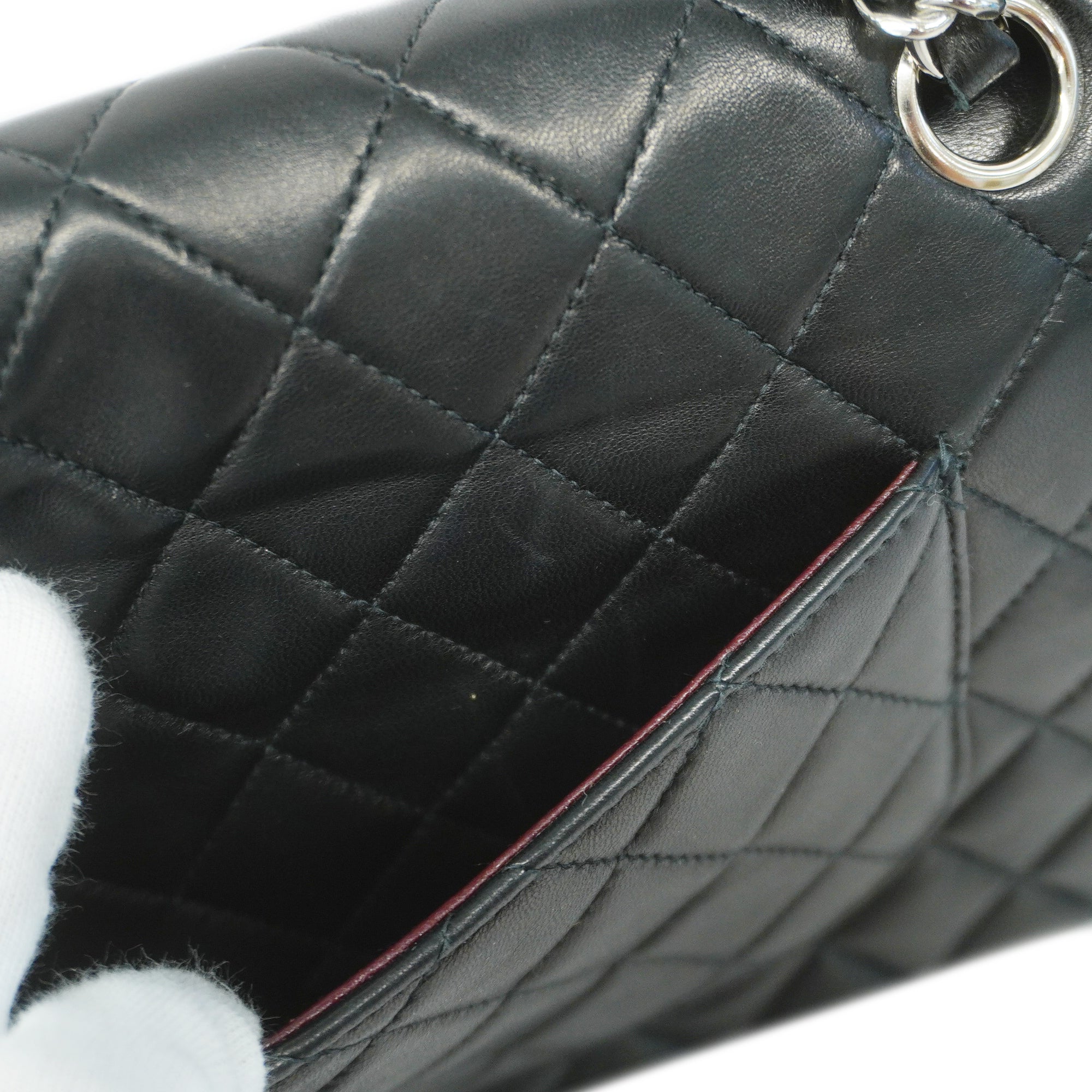 CHANEL  Matelasse W Flap W Chain Lambskin Women's Leather Shoulder Bag Black