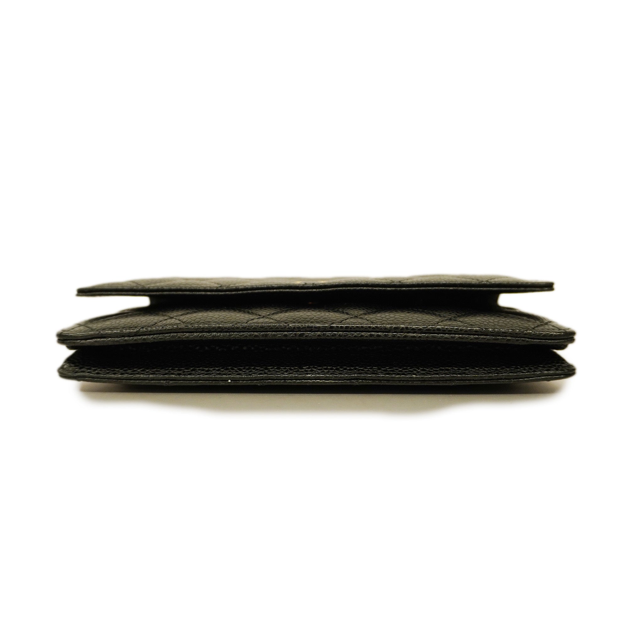 CHANELAuth  Matelasse Chain Shoulder Gold Hardware Caviar Leather Black