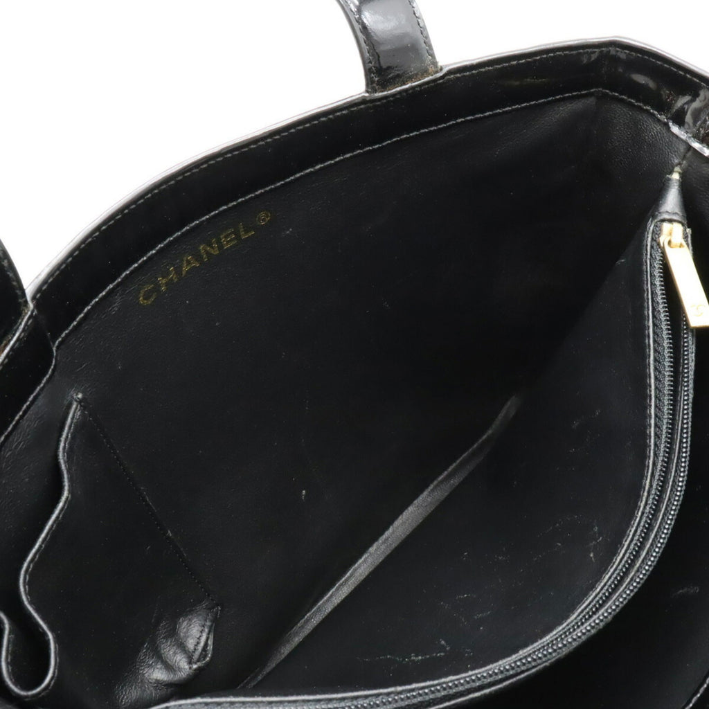 CHANEL tote bag shoulder enamel patent leather black