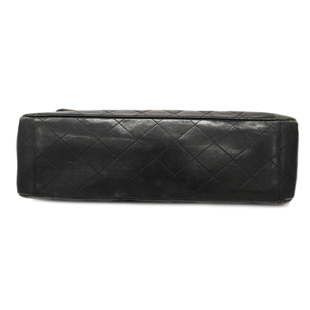 CHANELAuth  Big Matelasse W Chain Women's Leather Shoulder Bag Black