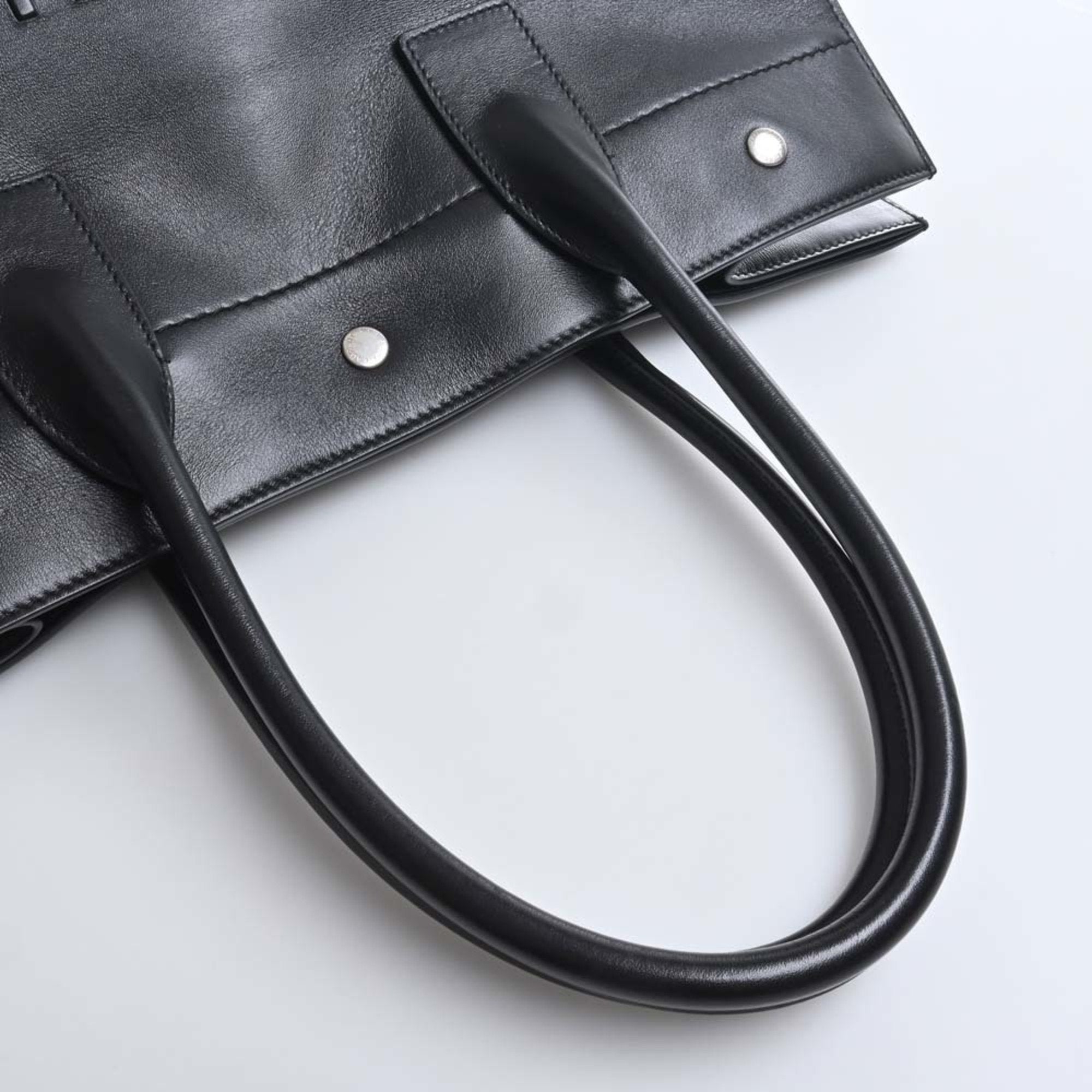 SAINT LAURENT Leather Rive Gauche Small Tote Bag 686266 Black Ladies