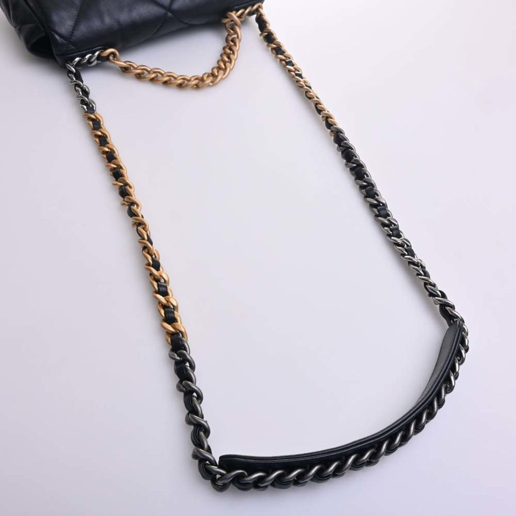 CHANEL Lambskin  19 Coco Mark Chain Shoulder Bag Black Ladies