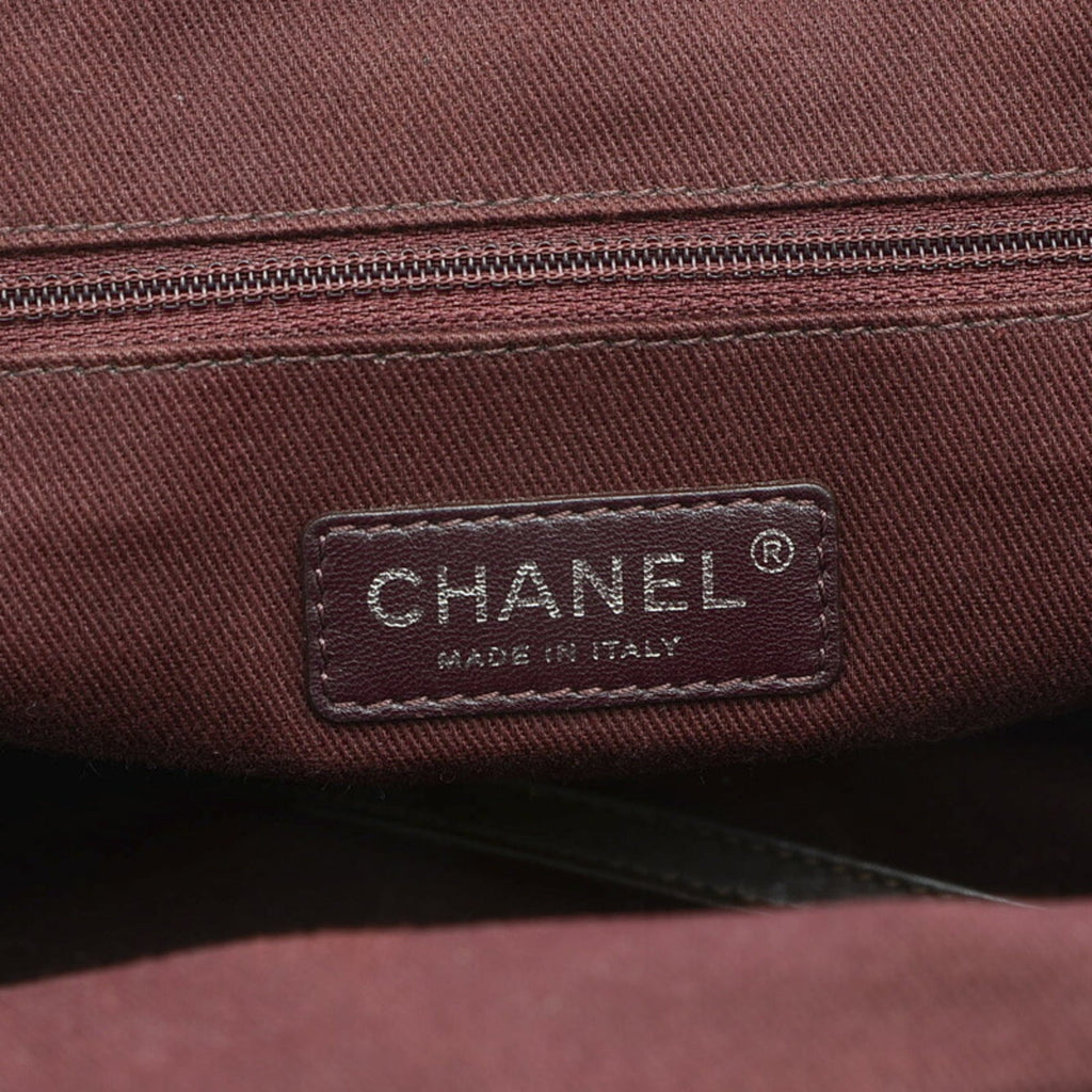 CHANEL Embroidery Graffiti Clasp Handbag Khaki A92791