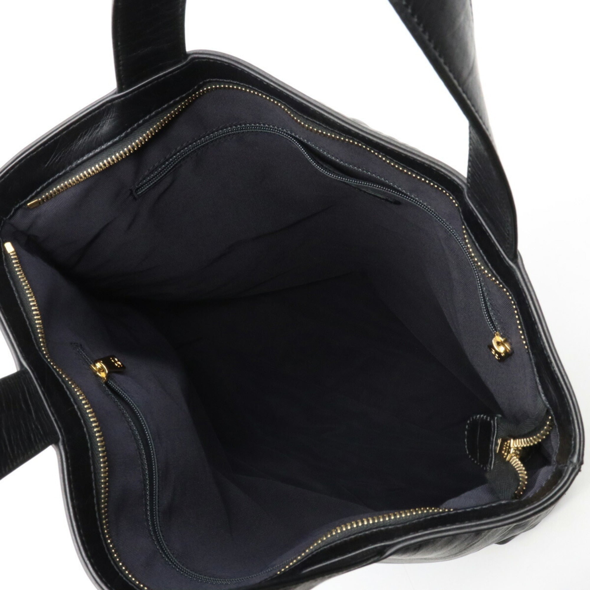 CHANEL here mark type push tote bag large shoulder leather black