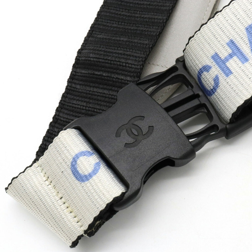 CHANEL Sports Line Waist Pouch Bag Body Hip Nylon Canvas Gray White