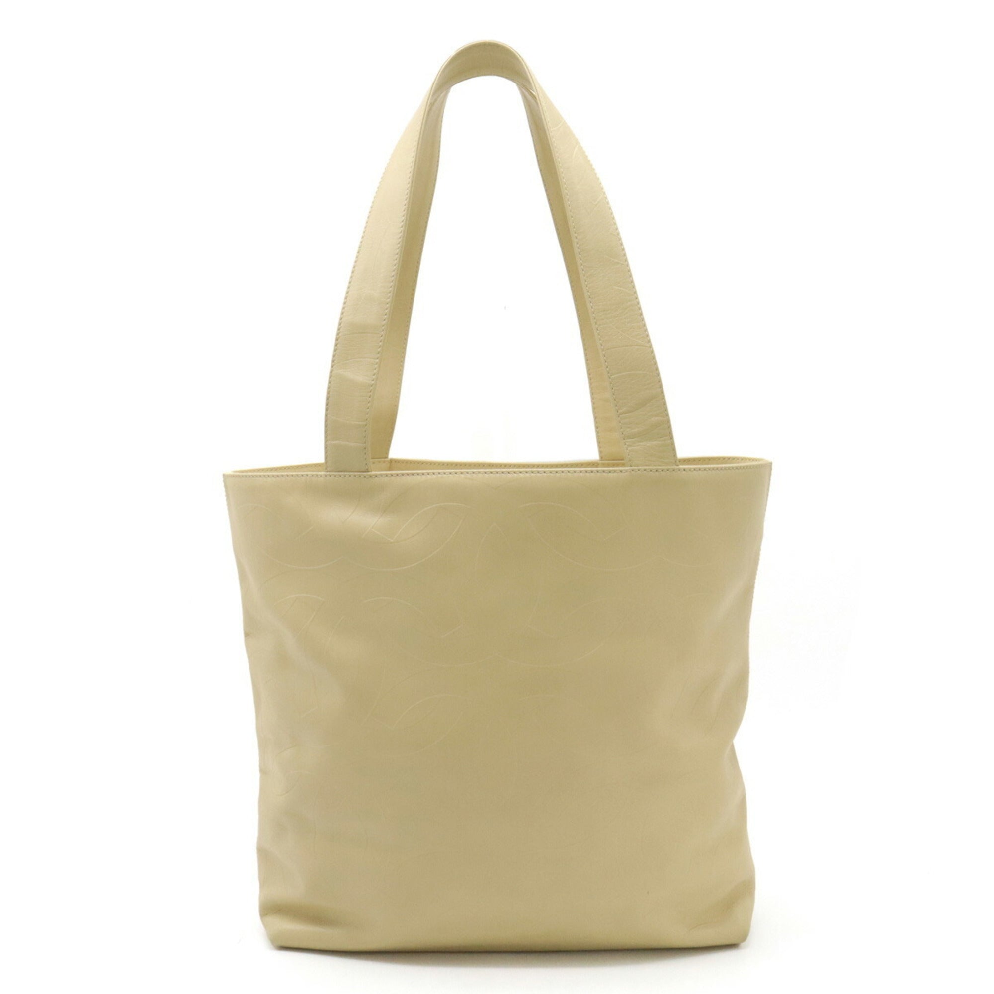 CHANEL here mark type push tote bag shoulder leather beige