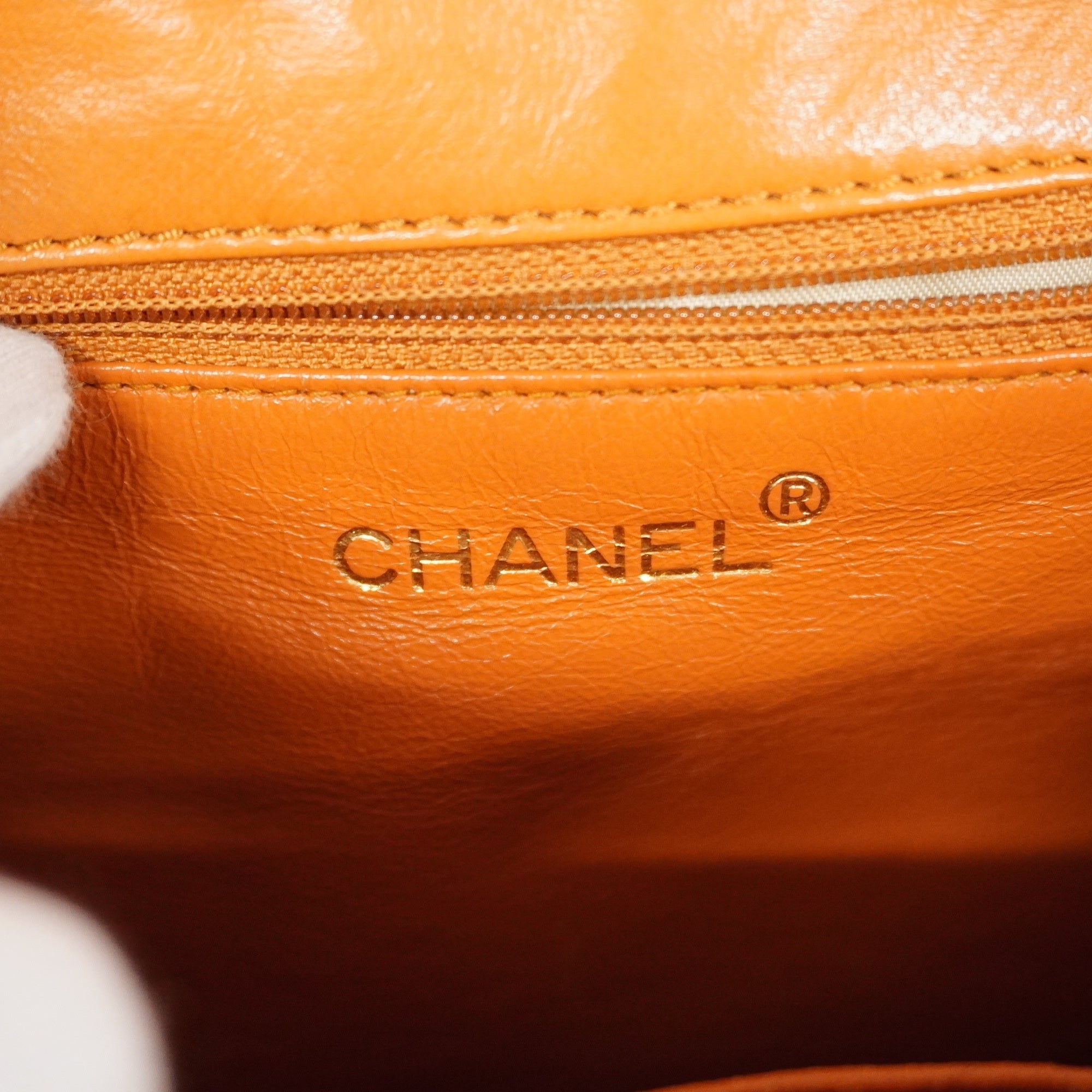 CHANEL  Matelasse Women's Leather Handbag Orange
