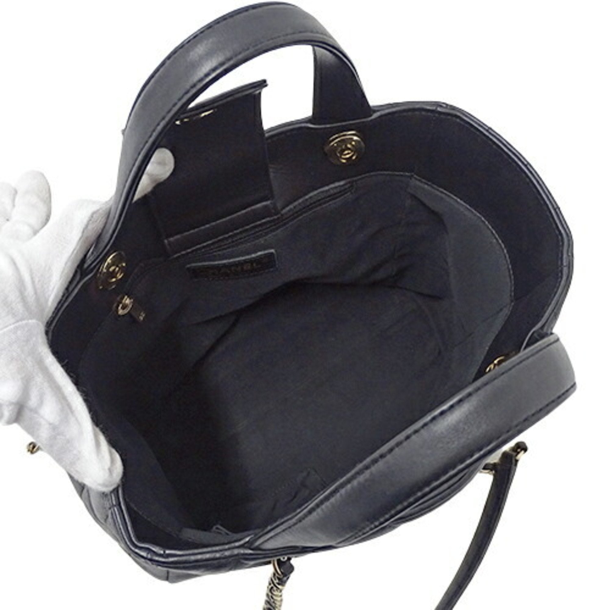 CHANEL bag V stitch Lady's handbag shoulder 2way lambskin black