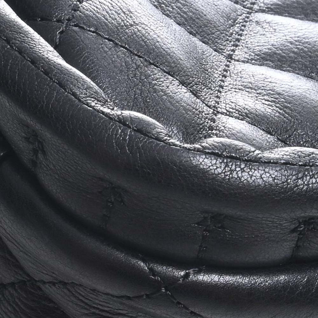 CHANEL Leather Matelasse Coco Mark Chain Tote Bag Black Ladies