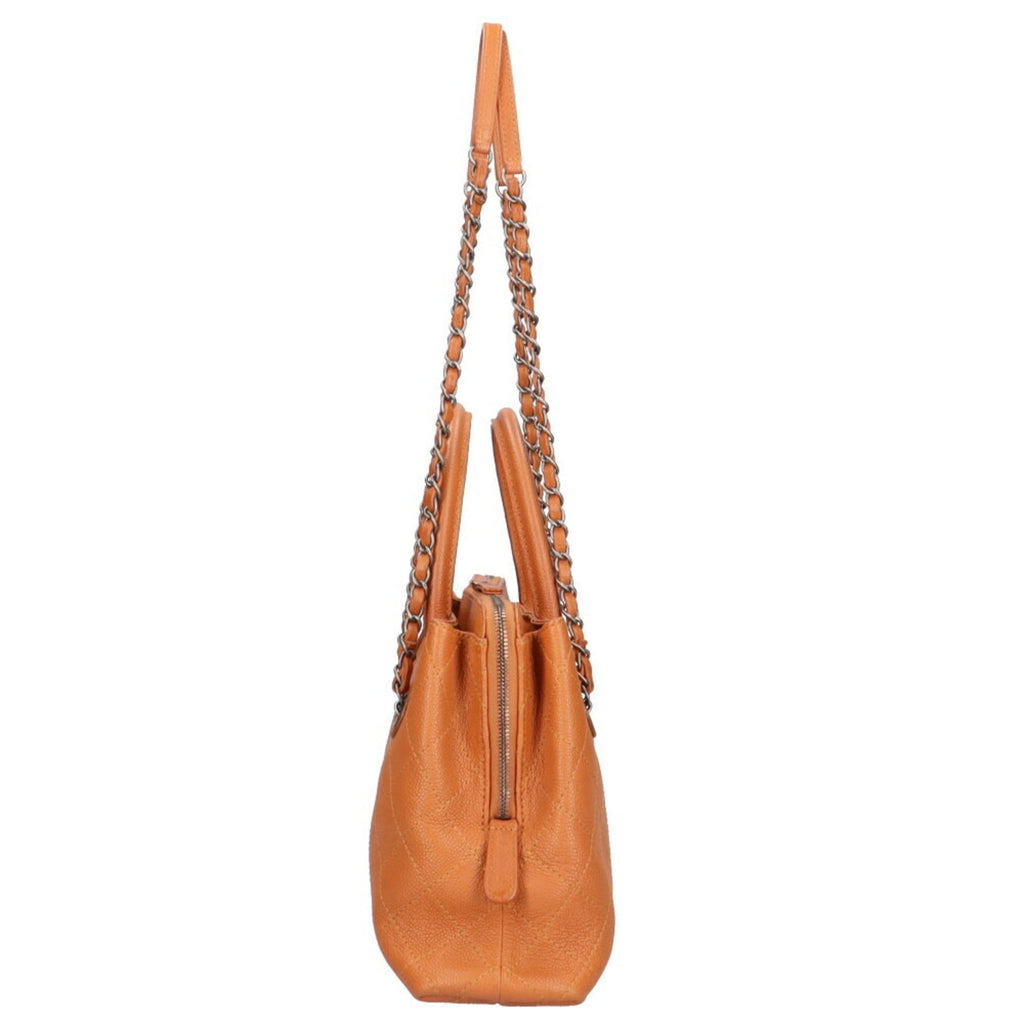 CHANEL chain shoulder bag caviar skin brown ladies