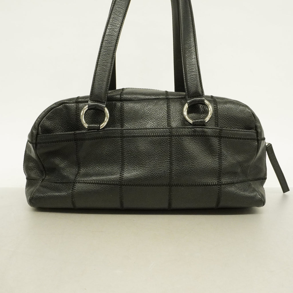 Chanel Chocolate Bar Shoulder Bag Women's Caviar Leather Shoulder Bag Black