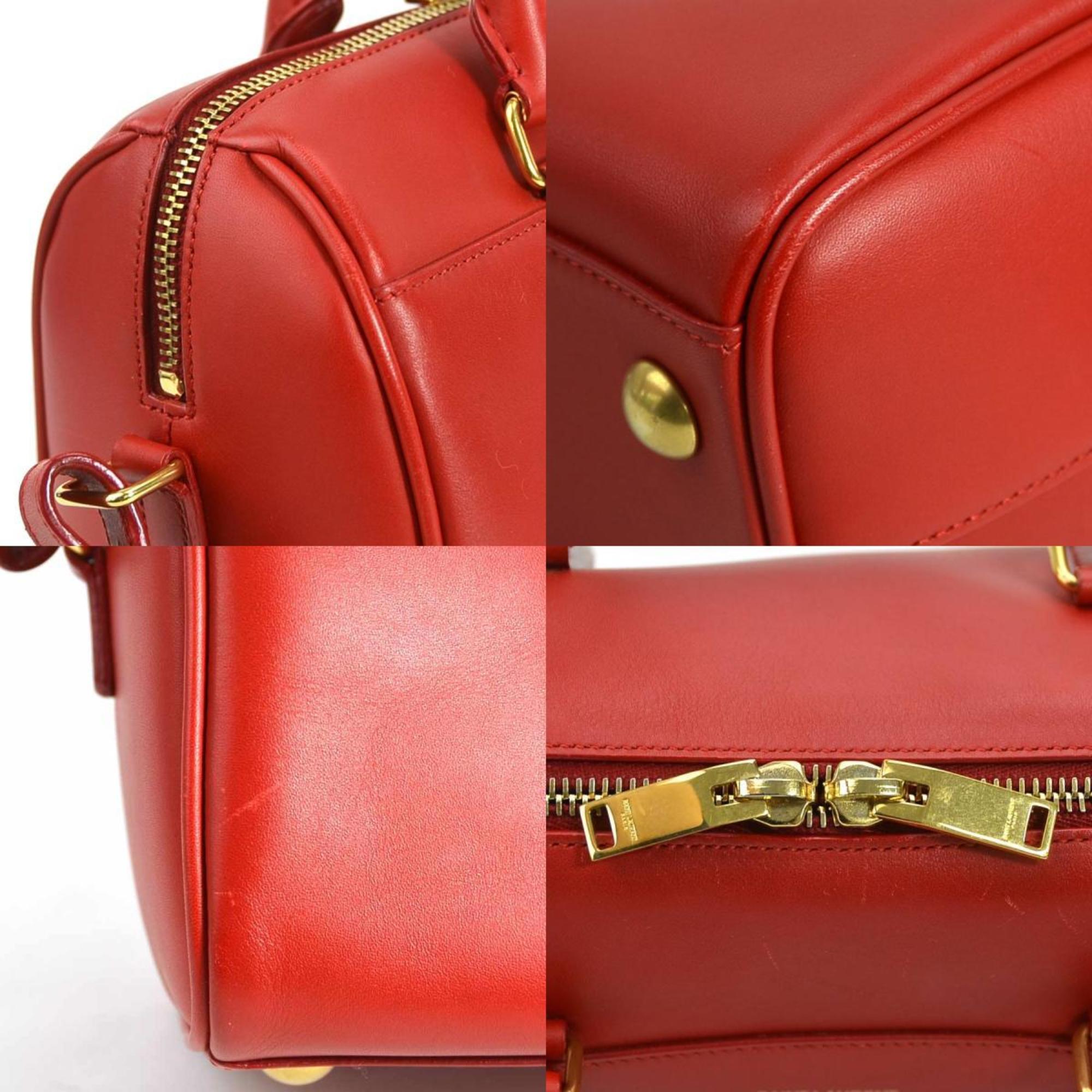 SAINT LAURENT Handbag Shoulder Bag Baby Duffle Leather Red Gold Women's e55995f